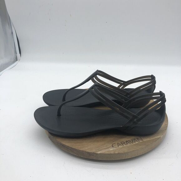 Crocs Isabella Sandals Womens 8 Black Jelly Strappy Summer Cruise Comfort Shoes - Picture 9 of 10